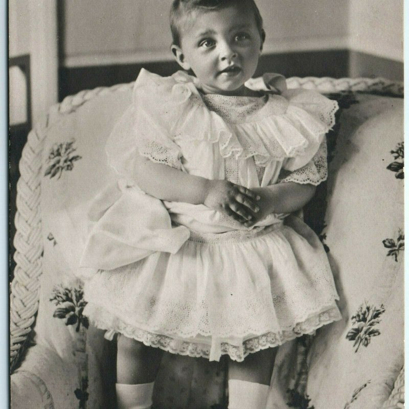1907 Prince Wilhelm of Prussia RPPC Photo Card Boy Dress Germany Hohenzollern A3