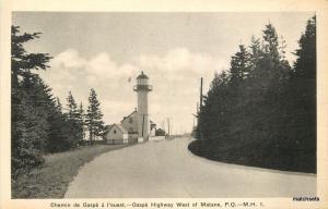 C-1920s Gaspe Highway  Lighthouse CANADA Henderson postcard 1484