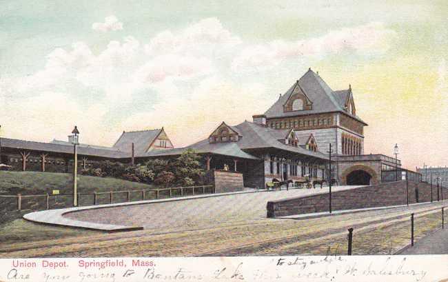 Union Train Depot Station - Springfield MA, Massachusetts - pm 1907 - UDB