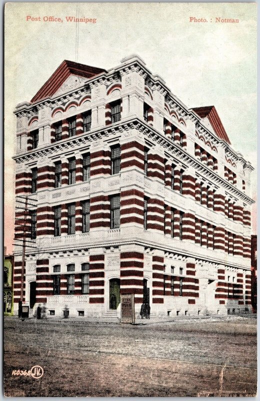 Post Office Winnipeg Canada Office Four Story Building Postcard