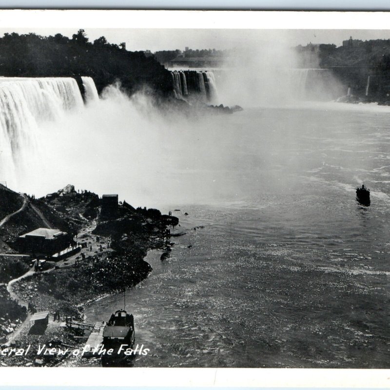 c1950s Niagara Falls RPPC Steamboat Steam Tour Ship Tourist Dock Birds Eye A164