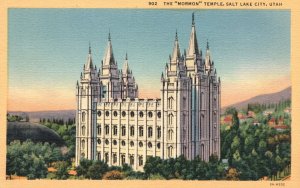 Vintage Postcard 1920's View of The Mormon Temple Salt Lake City Utah UT