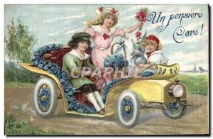 Postcard Old Automobile Children