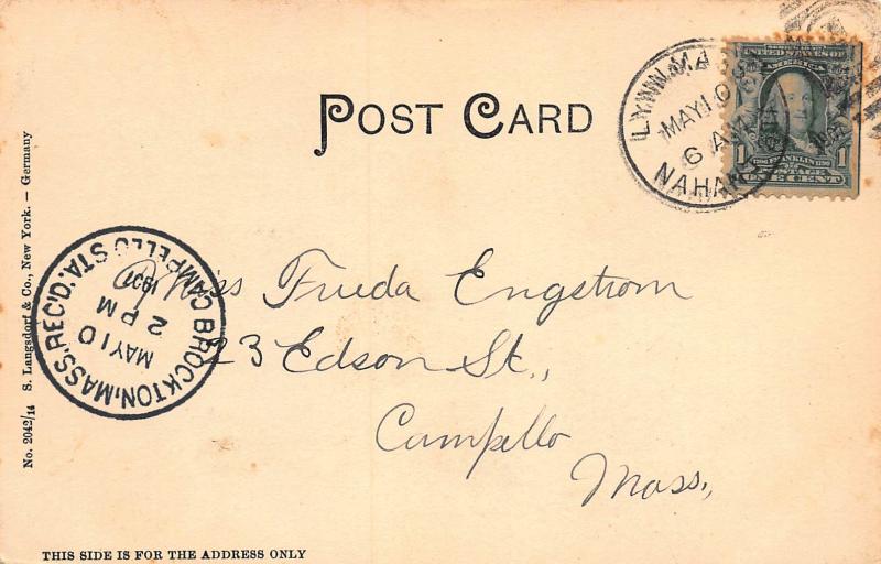 High School, Lynn, Massachusetts, early Postcard, Used in 1907