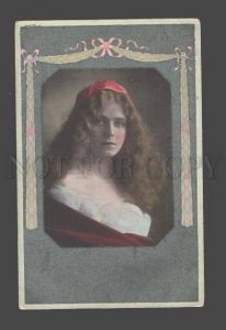 3084566 Woman in Red LONG HAIR Style Angelo ASTI Vintage PHOTO