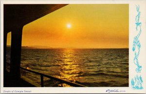 Straits of Georgia Sunset BC British Columbia Unused WJ Gibbons Postcard G64