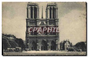 Old Postcard Paris Cathedrale Notre Dame and the Parvis