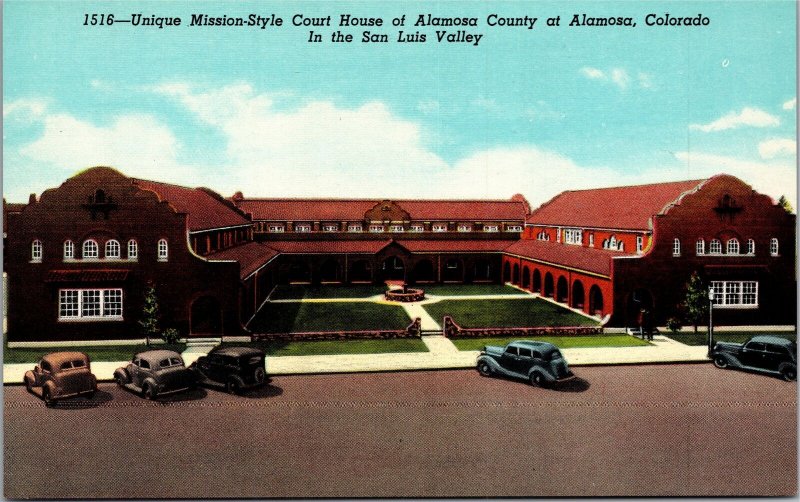 Postcard CO Alamosa County Court House in San Luis Valley