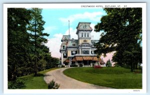 RUTLAND, Vermont VT ~ Roadside CRESTWOOD HOTEL ca 1930s Postcard