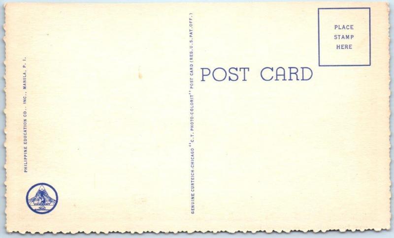 MANILA, PHILIPPINES   Plaza Lawton POST OFFICE  ca 1940s Linen  Postcard