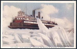 Chief Wawatam Car Ferry Mackinac Straits unused c1930s