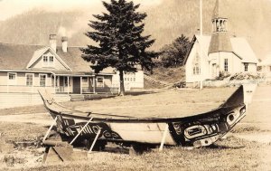 RPPC Sitka, Alaska Merrill Photo Native Americana Tlingit Canoe c1920s Vintage