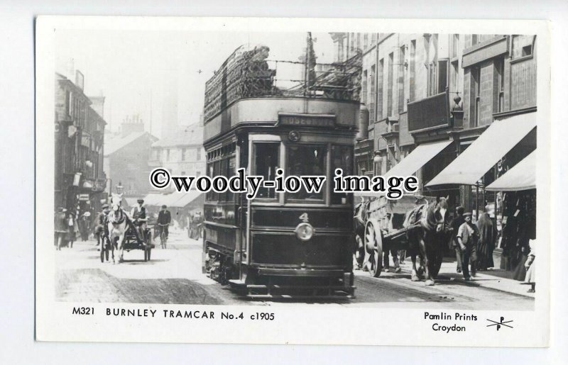 pp1923 - Burnley Tramcar No.4, c1905 - Pamlin postcard 