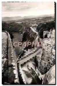 Postcard Old Dam Genissiat Ain Main Road Leading to the Factory