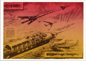 Flying Atomic Dreams Of 1950s CCCP Soviet Union Futuristic Aviation Postcard C4