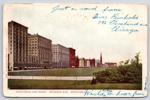 1907 Auditorium And Annex Michigan Avenue Chicago Illinois IL Posted Postcard