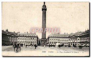 Paris - 1 - Place Vendome and the column - Old Postcard