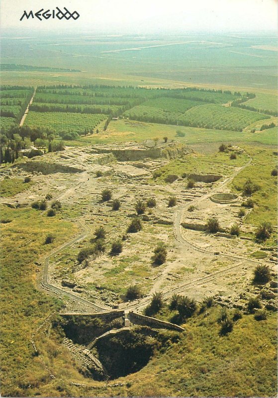 Postcard Israel Megiddo bird's eye view