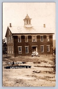 J87/ Salineville Ohio RPPC Postcard c1910 Columbiana Old School House 1295