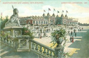 Jamestown Expo Manufactures & Liberal Arts Bldg Native American Statue Litho