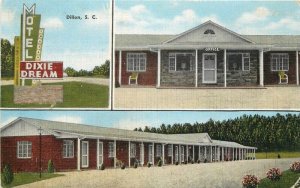 1950s South Carolina Dillion Dixie Dream Motel Kropp Roadside Postcard 22-11602