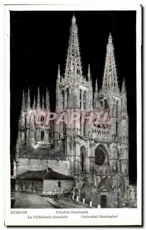 Old Postcard Burgos Cathedral Illuminate