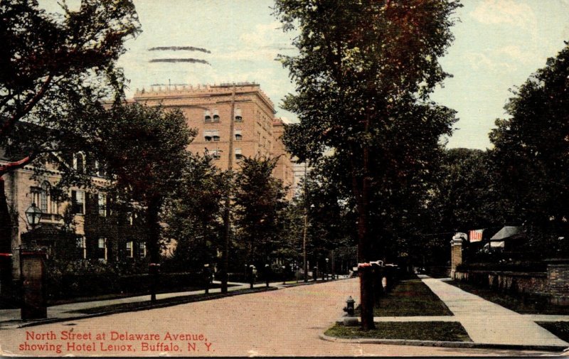 New York Buffalo North Street At Delaware Avenue Showing Hotel Lenox 1914