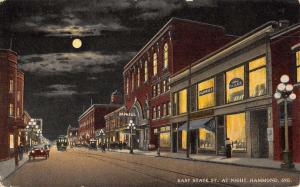 Hammond Indiana East State Street At Night Antique Postcard K80504