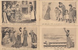 Edwardian French Maid Engagement Marriage Tailors 4x Old Postcard s