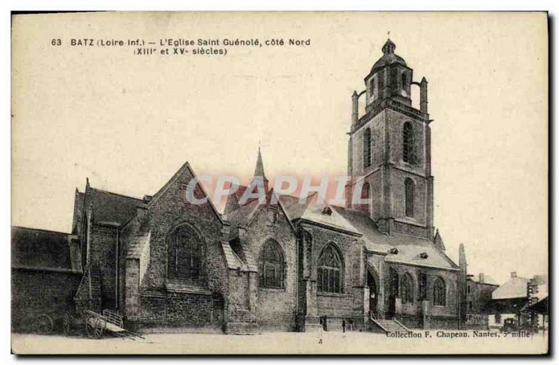 Old Postcard Batz The church Saint Guenole North Coast