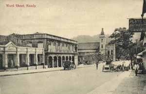 ceylon, KANDY, Ward Street, Publisher Platé, Car (1910s) Postcard