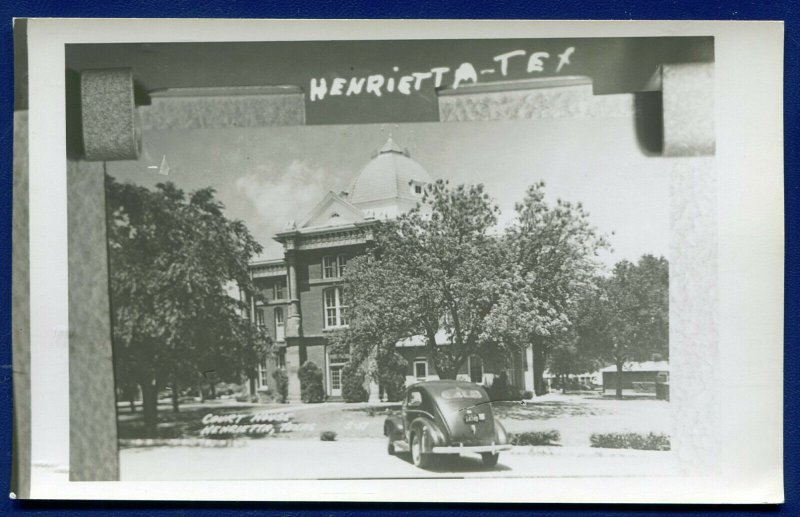 Henrietta Clay County Court House Texas tx real photo postcard RPPC