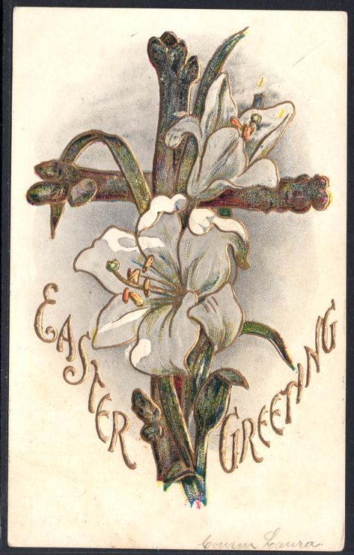 Easter Greetings,Lilies,Cross