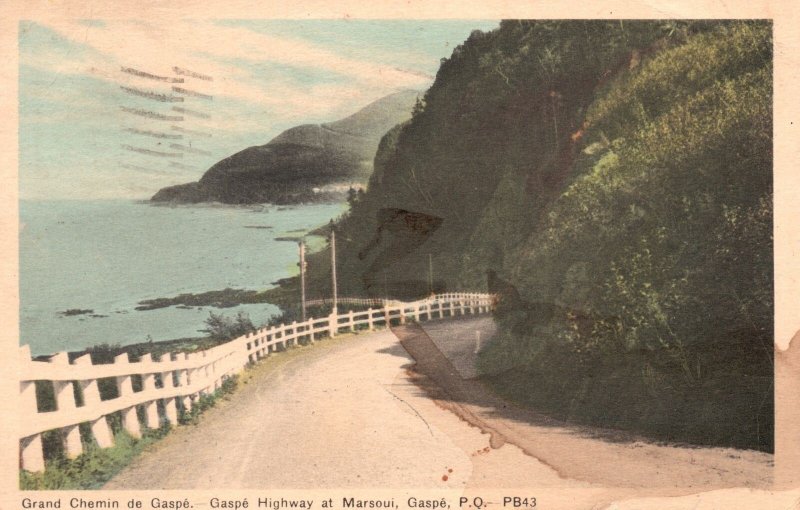 Vintage Postcard 1951 Grand Chemin De Gaspe Highway Marsoui Gaspe Quebec Canada