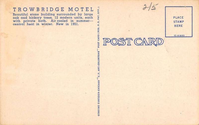 Marshalltown Iowa Trowbridge Motel Linen Antique Postcard K41866