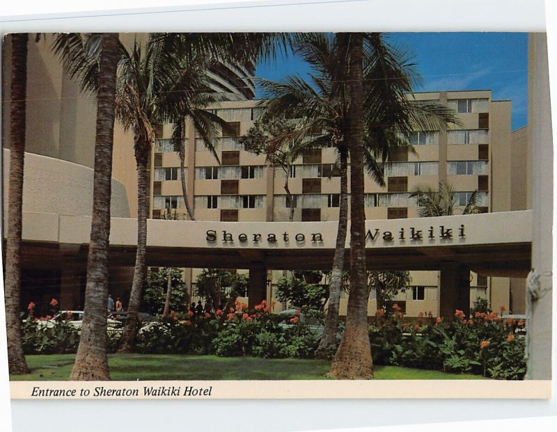 Postcard Entrance to Sheraton Waikiki Hotel, Honolulu, Hawaii