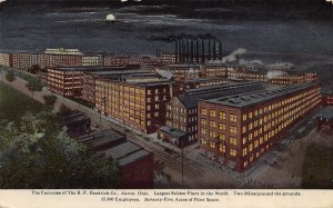 B F Goodrich Rubber Factory at Night Akron Ohio 1916 postcard