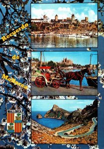 VINTAGE POSTCARD MULTIPLE VIEWS OF MALLORCA SPAIN MAILED TO FRANCE RATE 1976