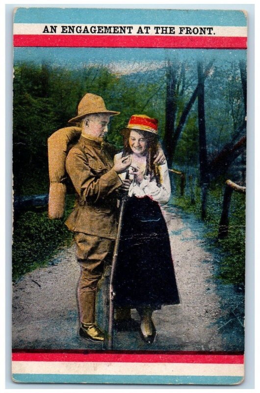 1918 Couple Romance Soldier Engagement At The Front Baltimore MD Posted Postcard 