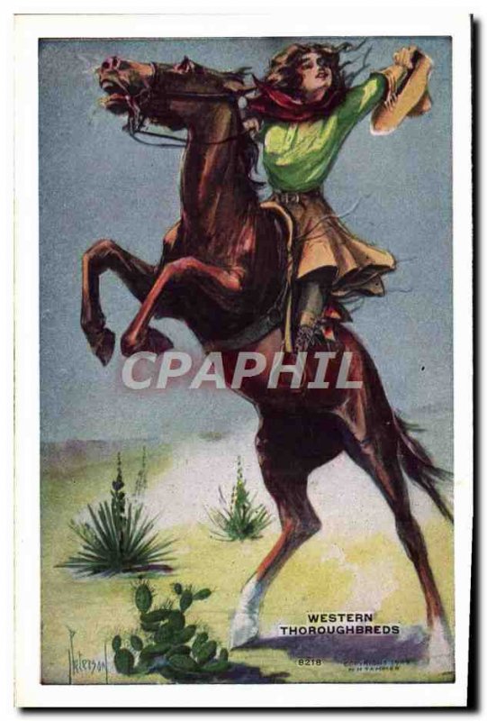 Postcard Old Wild West Cowboy Indian Rodeo