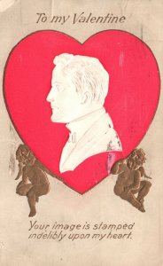 Vintage Postcard 1907 To My Valentine Image Stamped Inside The Heart Souvenir