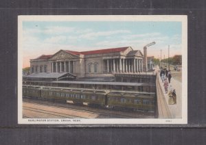 NEBRASKA, BURLINGTON STATION, OMAHA, TRAINS, c1910 ppc., unused.