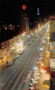 SALT LAKE CITY Main Street Night Scene Neon Signs Utah c1960s Vintage Postcard