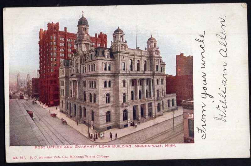 Minnesota MINNEAPOLIS Post Office and Guaranty Loan Building - Divided Back