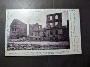 Mint USA San Francisco Earthquake RPPC Postcard Lincoln School Flood Building