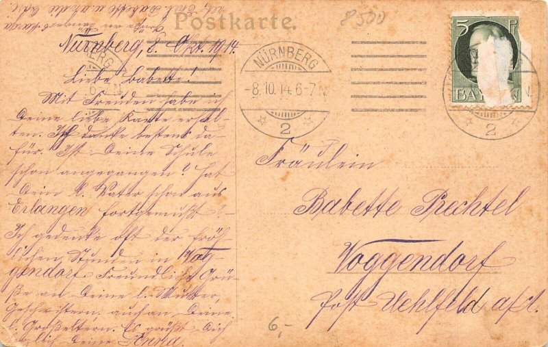 Germany 1914 Nuernberg Neue Hauptbahnhof Train Station vintage postcard