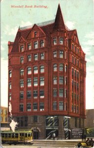 Postcard Illinois Chicago Wendell State Bank Building Streetcar ~1910 V192