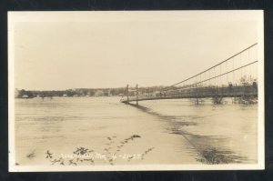 RPPC WARSAW MISSOURI 1927 FLOOD OSAGE RIVER SWINGING BRIDGE REAL PHOTO POSTCARD