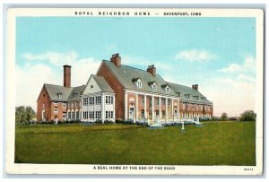 c1940 Royal Neighbor Home Real Home End Road Exterior Davenport Iowa IA Postcard