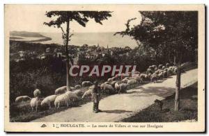 Old Postcard Houlgate Route de Villers and Houlgate View Shepherd and sheep